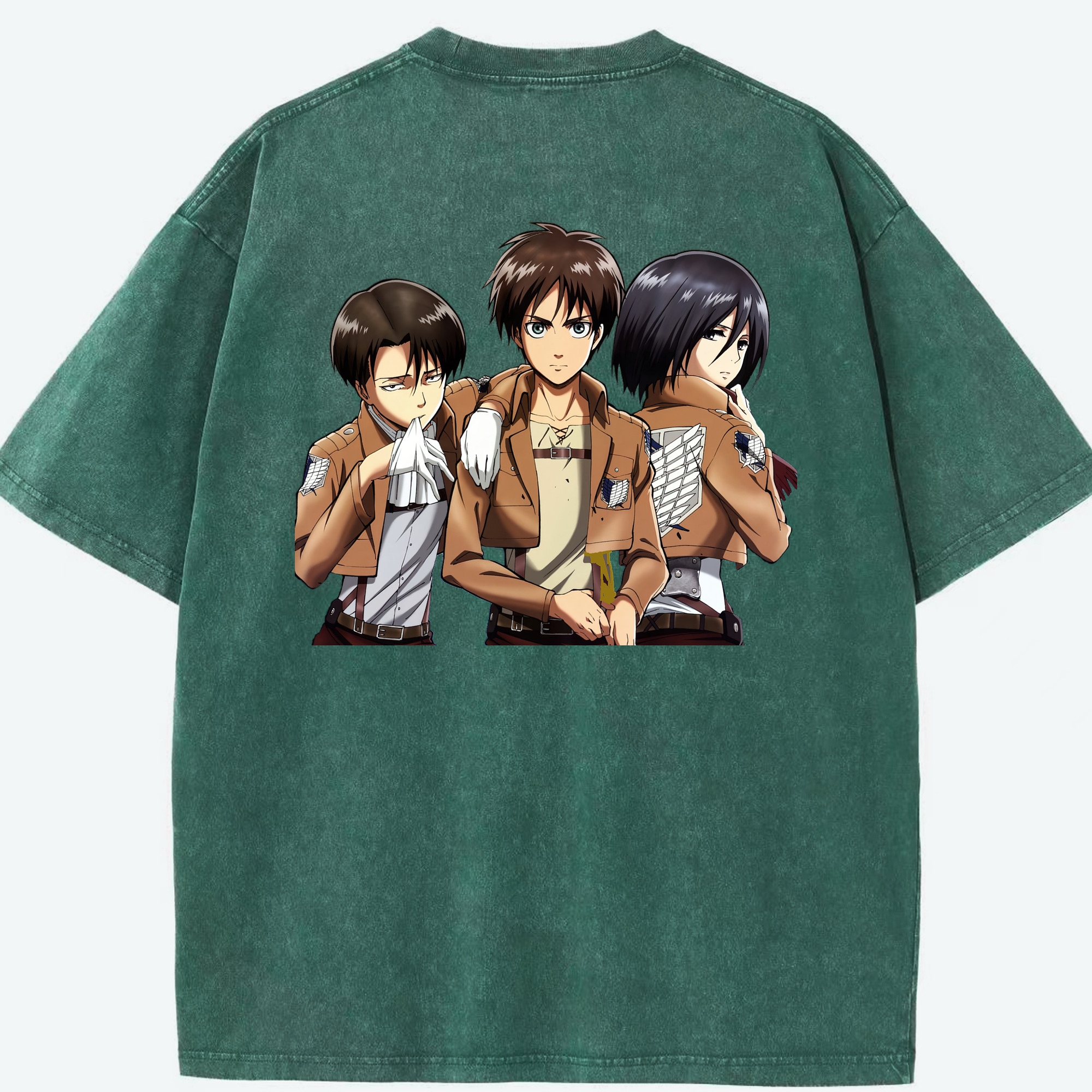 （画像用） 進撃の巨人 エレン･イェーガー Attack on Titan Eren Jäger 綿100% ヴィンテージ風 半袖Tシャツ（背面プリント）